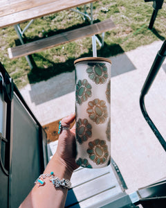 Turquoise Concho Frosted Glass Tumbler