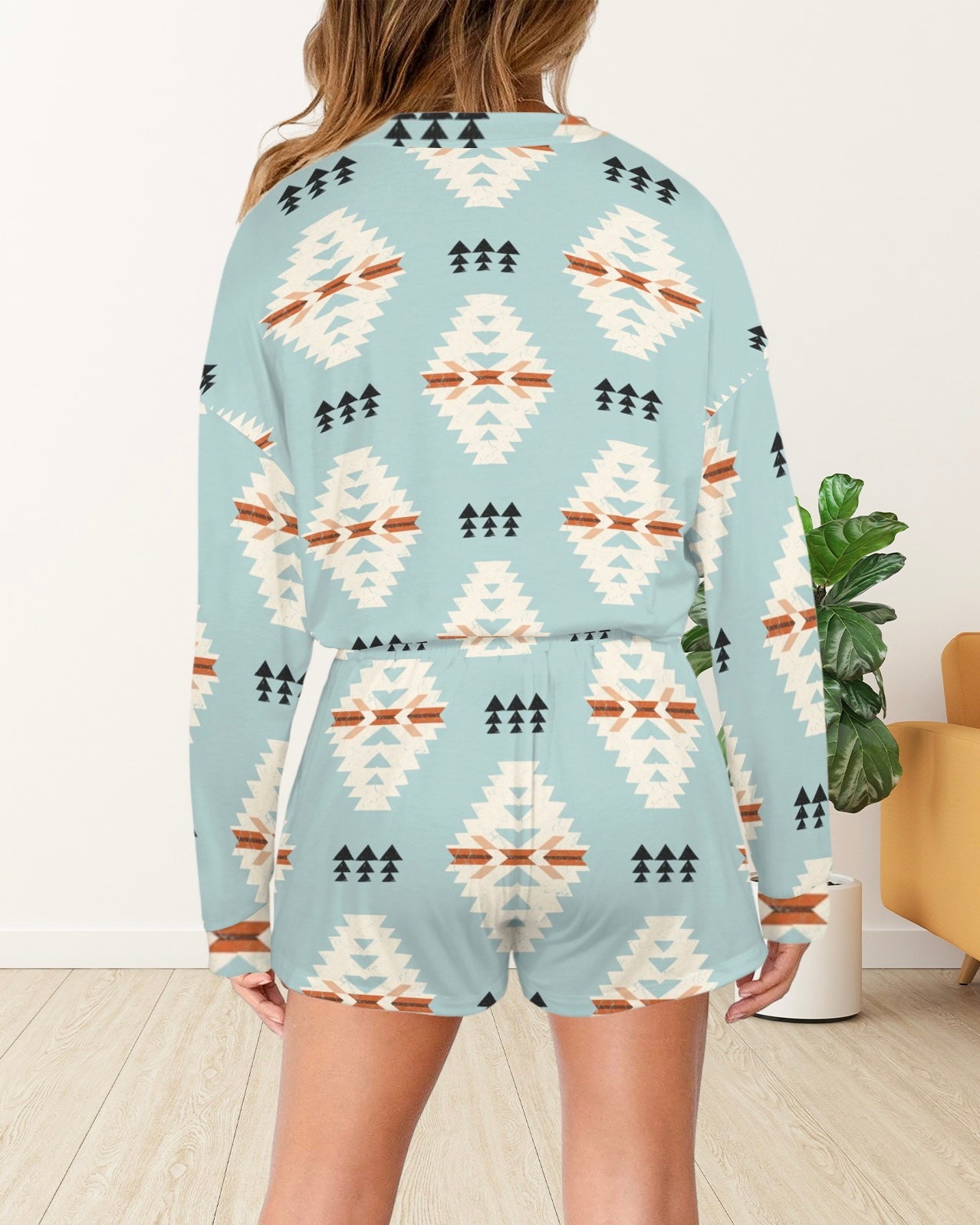 Turquoise Tribal Longsleeve Lounge Set