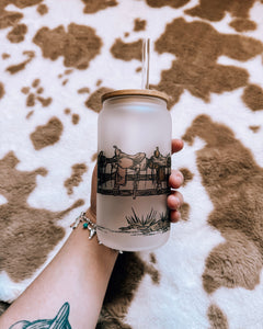 Saddle Up Frosted Glass Beer Can