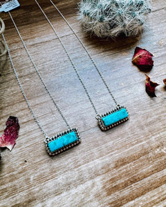 Kingman Turquoise Bar W/ Sterling Chain