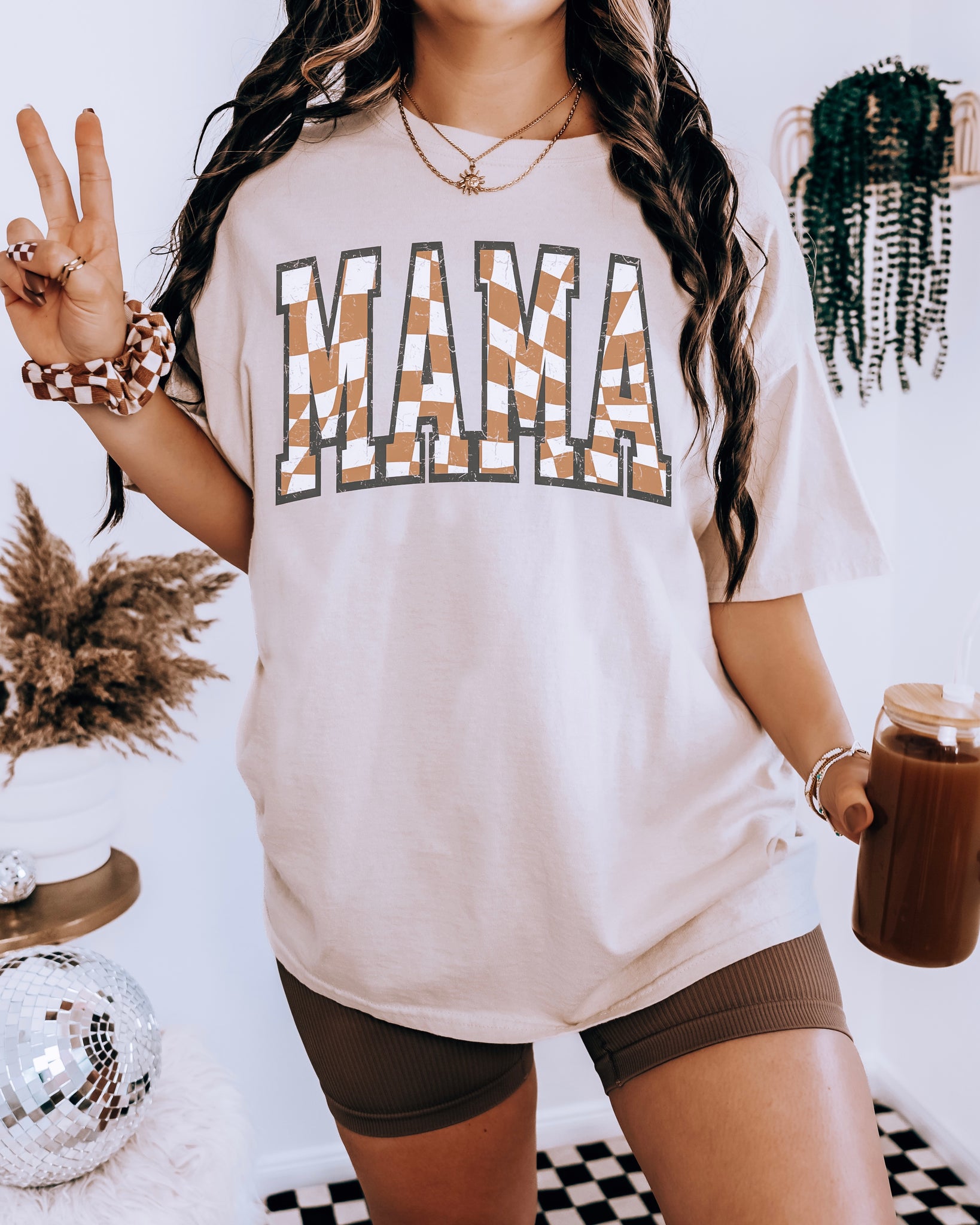 Checkered Mama Tee