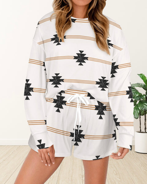 Rust Aztec Longsleeve Lounge Set