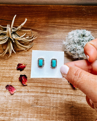 Rectangle Kingman Turquoise Studs