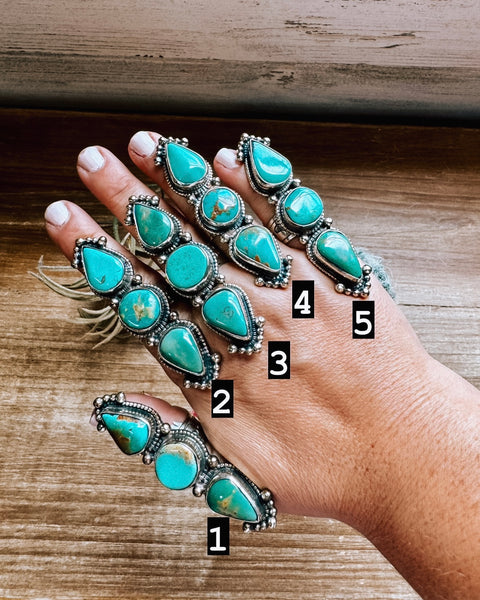 Long Adjustable Turquoise Rings