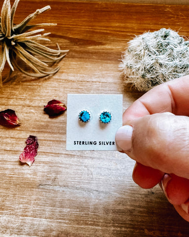 Round Mini Turquoise Stud Earrings