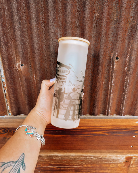 Cowboy Butts Frosted Glass Tumbler
